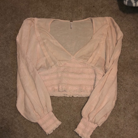 light pink loose free people top - Picture 1 of 2